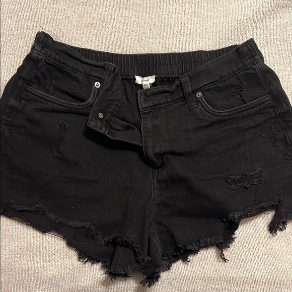 aerie Pants - AWRIE Women's Black Distressed Shorts